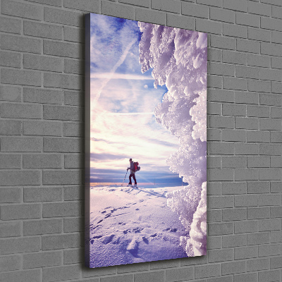 Verticale foto op canvas Skiër