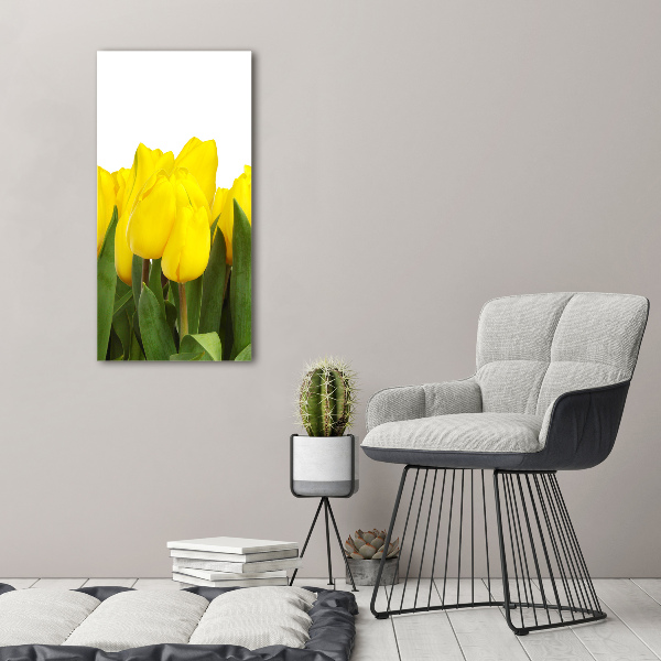 Verticale foto op canvas Gele tulpen