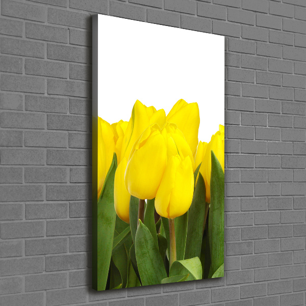 Verticale foto op canvas Gele tulpen