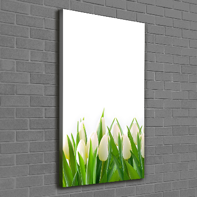 Verticaal canvasschilderij Witte tulpen