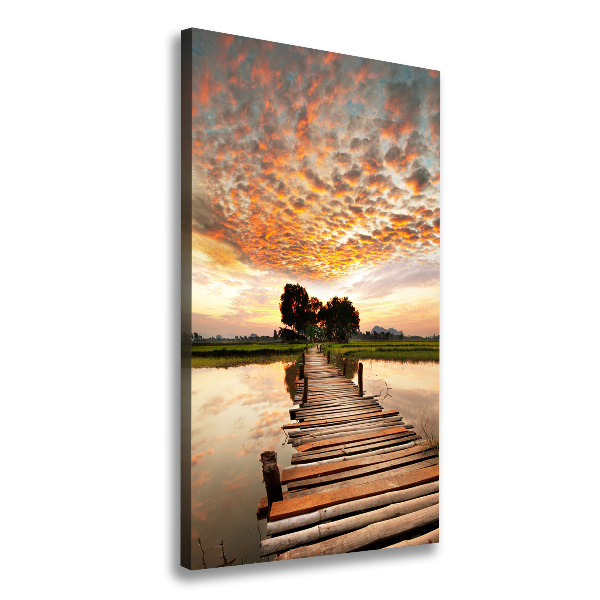Verticale canvasfoto Houten brug