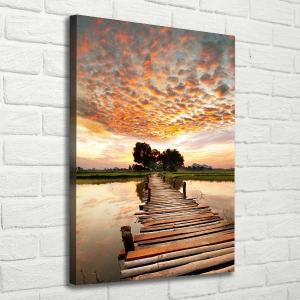 Verticale canvasfoto Houten brug