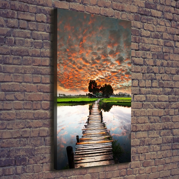 Verticale canvasfoto Houten brug