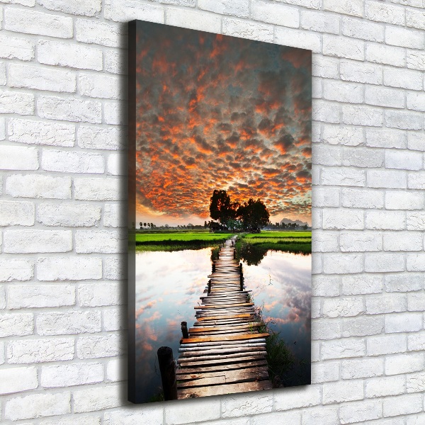 Verticale canvasfoto Houten brug