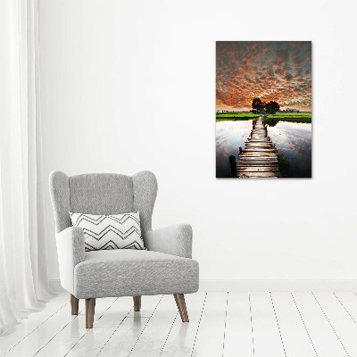 Verticale canvasfoto Houten brug