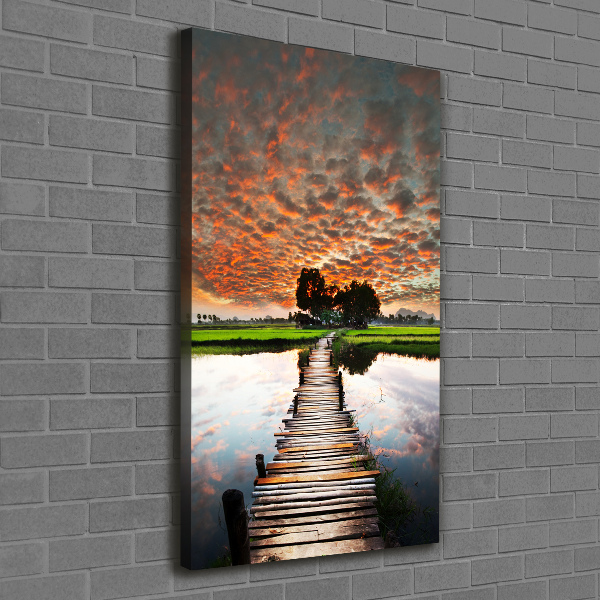Verticale canvasfoto Houten brug