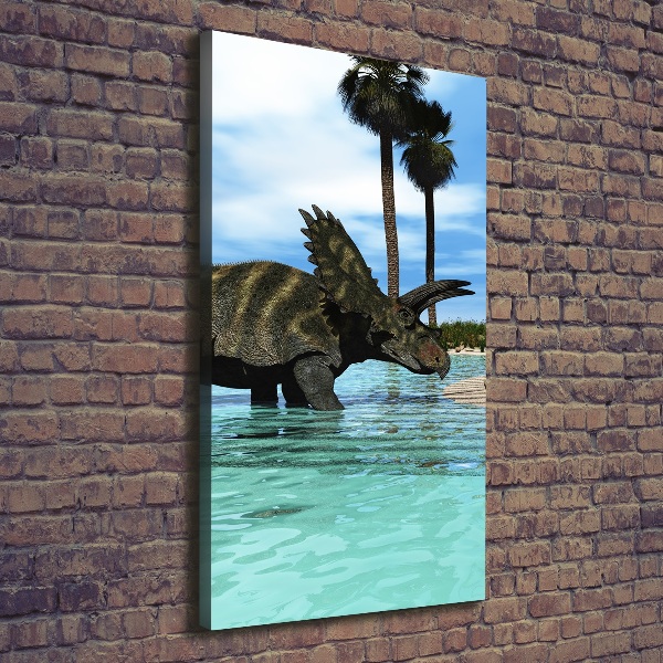 Verticaal schilderij op canvas Dinosaurussen op het strand