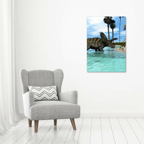 Verticaal schilderij op canvas Dinosaurussen op het strand