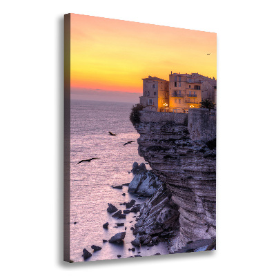 Verticaal schilderij op canvas Klifhuizen