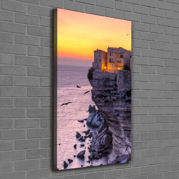 Verticaal schilderij op canvas Klifhuizen