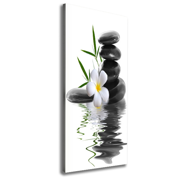 Verticaal canvasschilderij Orchidee en stenen