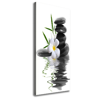 Verticaal canvasschilderij Orchidee en stenen