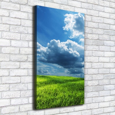 Verticale canvasfoto Wolken boven het veld