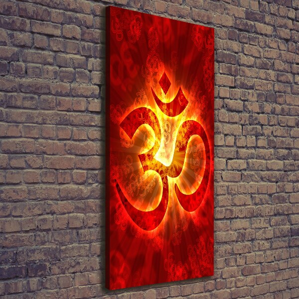 Verticale canvasfoto Brandend Om-teken