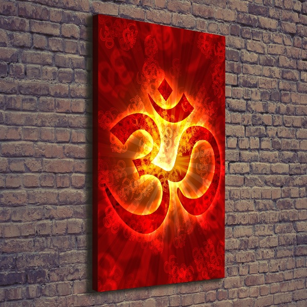Verticale canvasfoto Brandend Om-teken
