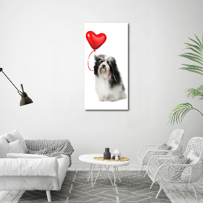 Verticaal canvasschilderij Havanese met een ballon