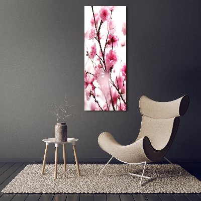 Verticale foto op canvas Pruimenbloesems