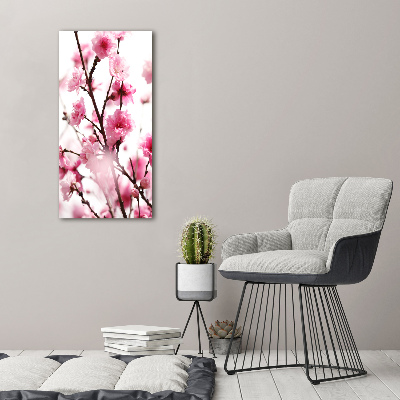Verticale foto op canvas Pruimenbloesems
