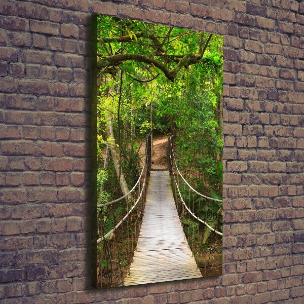 Verticaal canvasschilderij Hangbrug in het bos
