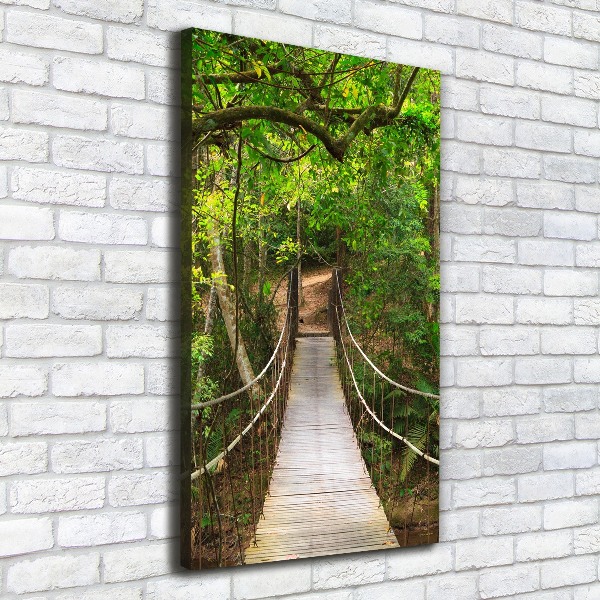 Verticaal canvasschilderij Hangbrug in het bos