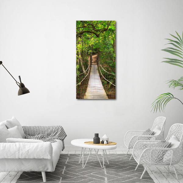 Verticaal canvasschilderij Hangbrug in het bos