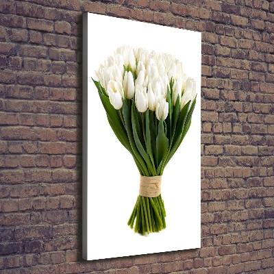 Verticale canvasfoto Witte tulpen