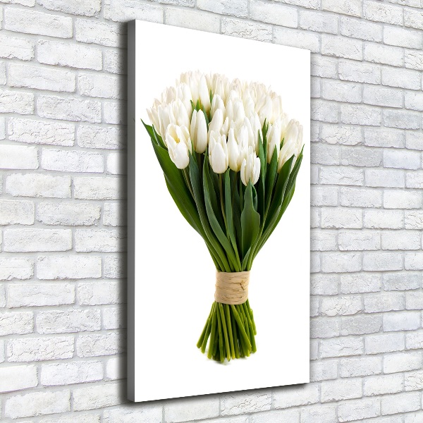 Verticale canvasfoto Witte tulpen