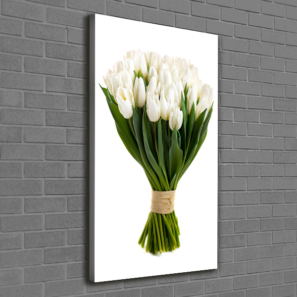 Verticale canvasfoto Witte tulpen