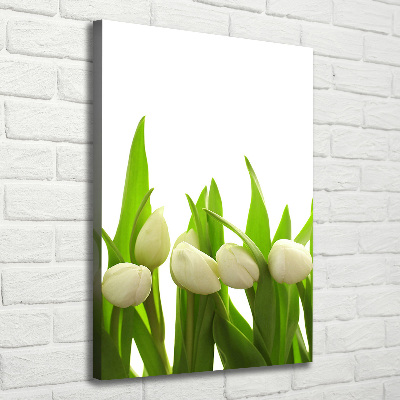 Verticaal canvasschilderij Witte tulpen