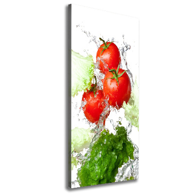 Verticaal schilderij op canvas Tomaten en sla