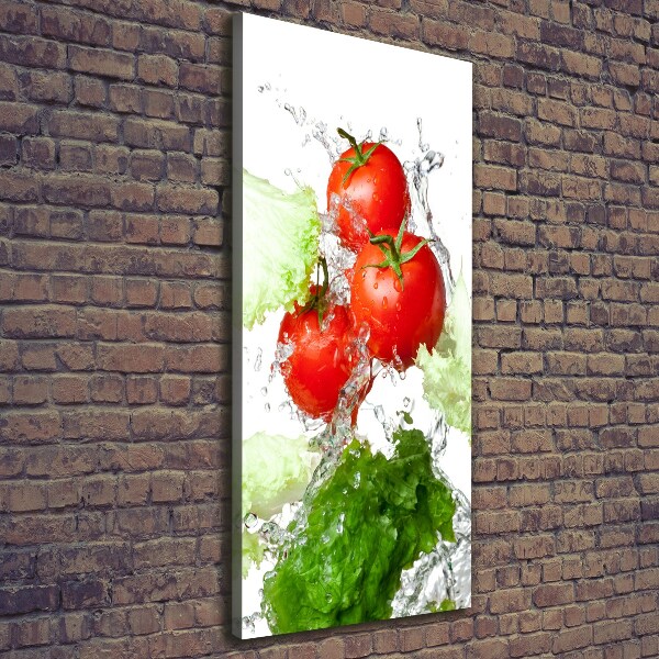 Verticaal schilderij op canvas Tomaten en sla