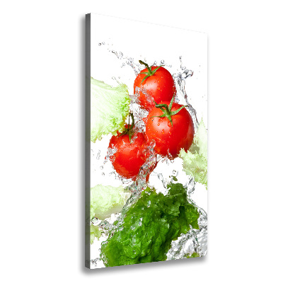 Verticaal schilderij op canvas Tomaten en sla