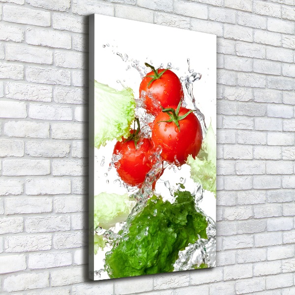 Verticaal schilderij op canvas Tomaten en sla