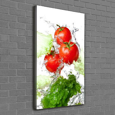 Verticaal schilderij op canvas Tomaten en sla