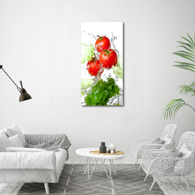 Verticaal schilderij op canvas Tomaten en sla