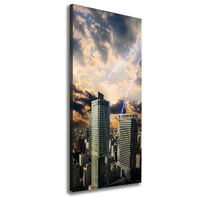 Verticale canvasfoto Storm boven Warschau