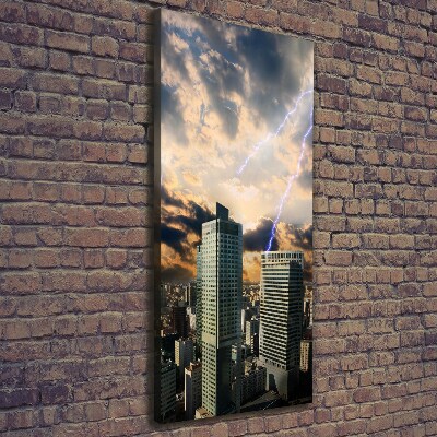 Verticale canvasfoto Storm boven Warschau