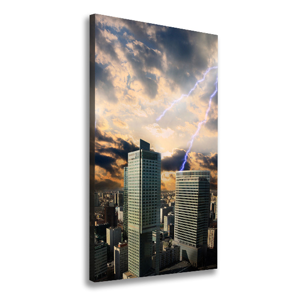 Verticale canvasfoto Storm boven Warschau