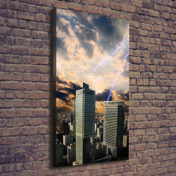 Verticale canvasfoto Storm boven Warschau