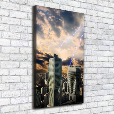 Verticale canvasfoto Storm boven Warschau