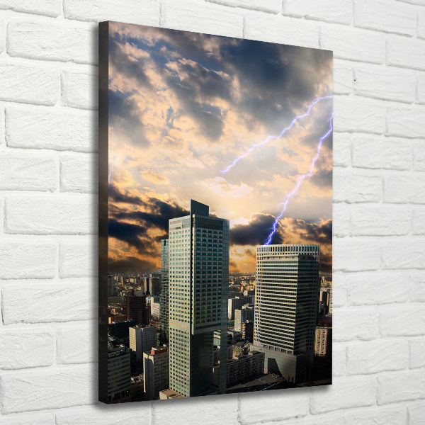 Verticale canvasfoto Storm boven Warschau