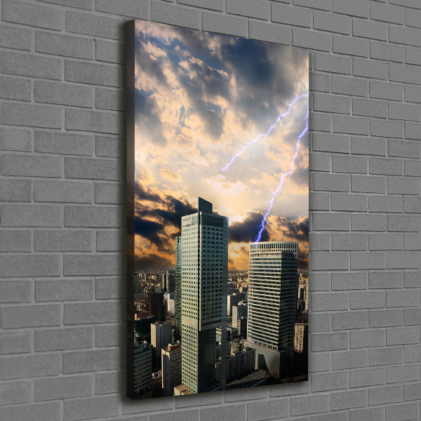 Verticale canvasfoto Storm boven Warschau