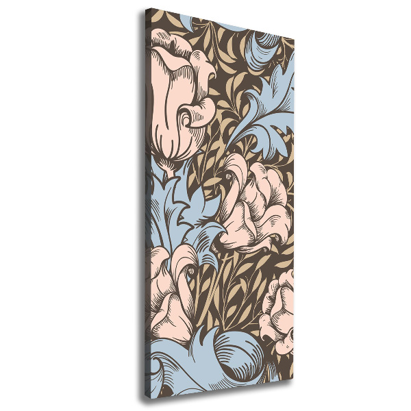 Verticaal schilderij op canvas Bloemen en bladeren