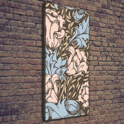 Verticaal schilderij op canvas Bloemen en bladeren