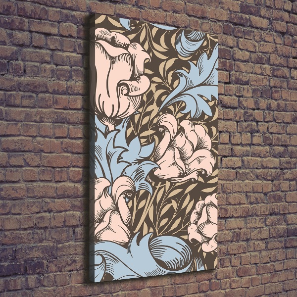 Verticaal schilderij op canvas Bloemen en bladeren