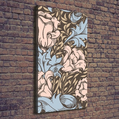 Verticaal schilderij op canvas Bloemen en bladeren