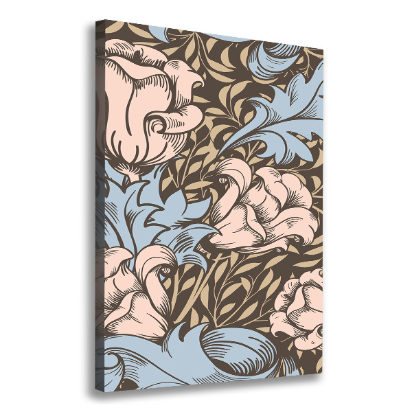 Verticaal schilderij op canvas Bloemen en bladeren