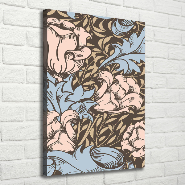 Verticaal schilderij op canvas Bloemen en bladeren