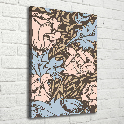 Verticaal schilderij op canvas Bloemen en bladeren