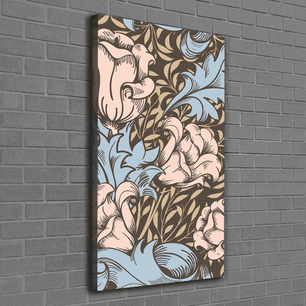 Verticaal schilderij op canvas Bloemen en bladeren